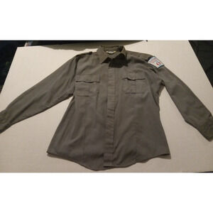 Lion Clothing Size Large Grey Initial Security Button Up Long Sleeve Shirt